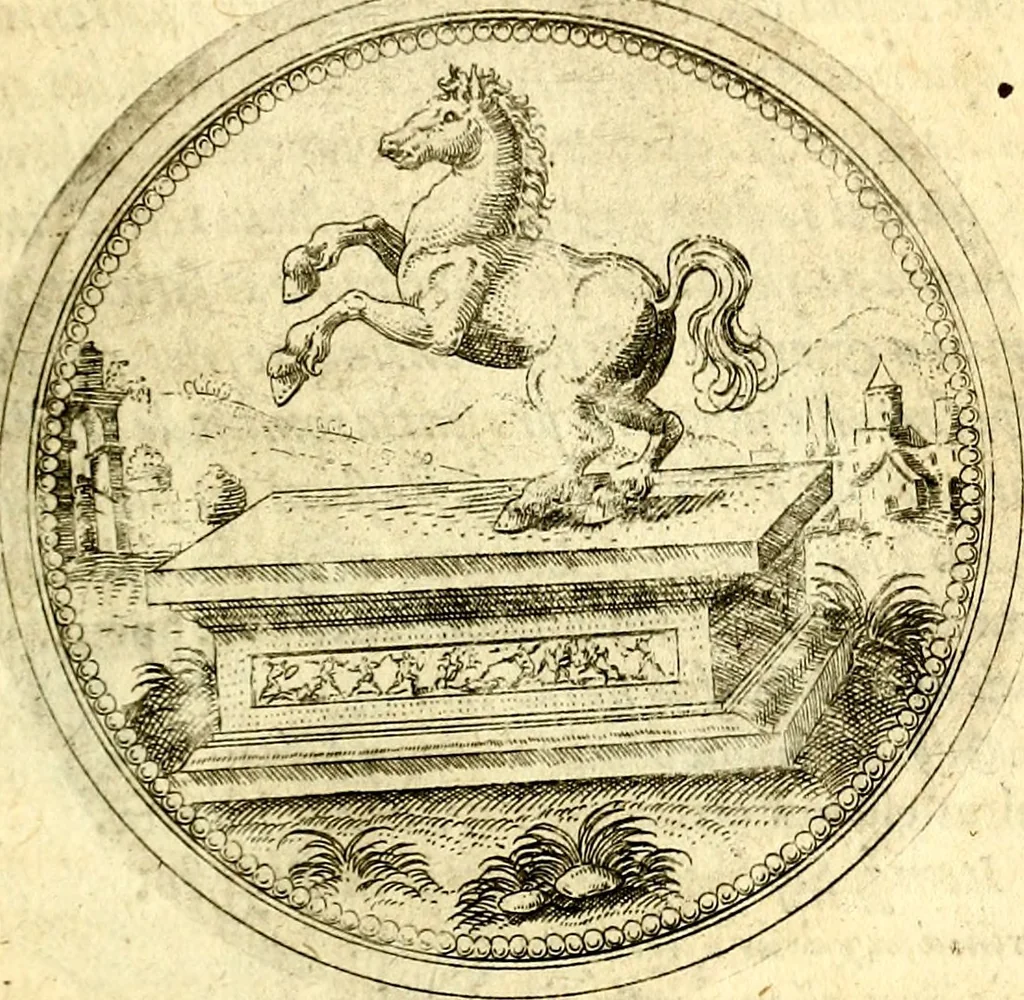 An illustration from Joachimi Camerarii Symbolorvm et emblematvm centvriæ tres. I. Ex herbis & stirpibus. II. Ex animalibus quadrupedibus. III. Ex volatilibus & insectis. Accessit noviter centvria IV. Ex aquatilibus & reptilibus. Cvm figvris æneis, 1605, leaf 272