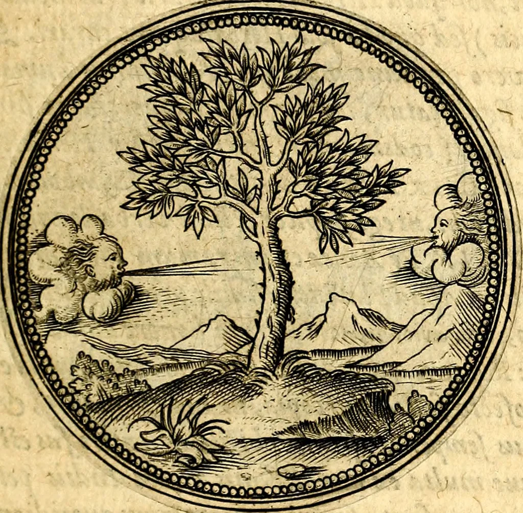 An illustration from Joachimi Camerarii Symbolorvm et emblematvm centvriæ tres. I. Ex herbis & stirpibus. II. Ex animalibus quadrupedibus. III. Ex volatilibus & insectis. Accessit noviter centvria IV. Ex aquatilibus & reptilibus. Cvm figvris æneis, 1605, leaf 28
