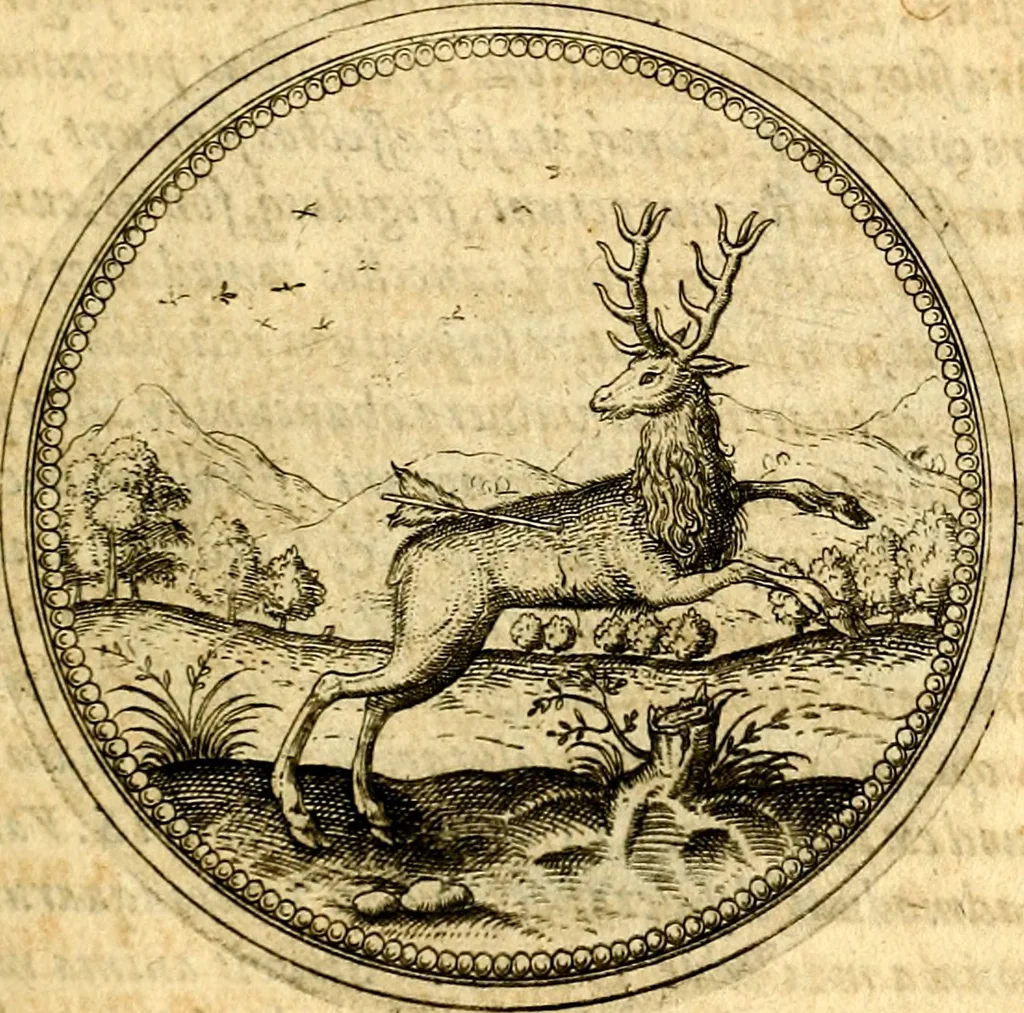 An illustration from Joachimi Camerarii Symbolorvm et emblematvm centvriæ tres. I. Ex herbis & stirpibus. II. Ex animalibus quadrupedibus. III. Ex volatilibus & insectis. Accessit noviter centvria IV. Ex aquatilibus & reptilibus. Cvm figvris æneis, 1605, leaf 290