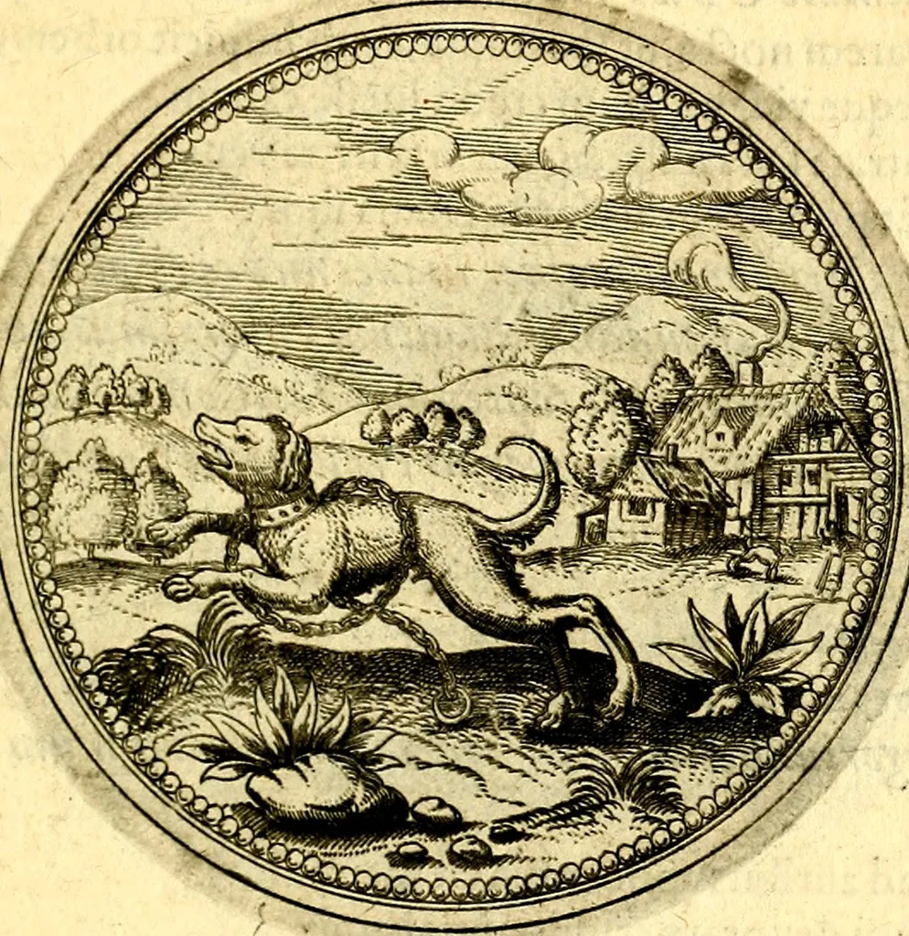 An illustration from Joachimi Camerarii Symbolorvm et emblematvm centvriæ tres. I. Ex herbis & stirpibus. II. Ex animalibus quadrupedibus. III. Ex volatilibus & insectis. Accessit noviter centvria IV. Ex aquatilibus & reptilibus. Cvm figvris æneis, 1605, leaf 328