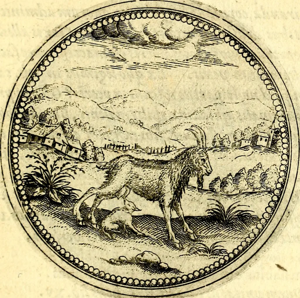 An illustration from Joachimi Camerarii Symbolorvm et emblematvm centvriæ tres. I. Ex herbis & stirpibus. II. Ex animalibus quadrupedibus. III. Ex volatilibus & insectis. Accessit noviter centvria IV. Ex aquatilibus & reptilibus. Cvm figvris æneis, 1605, leaf 338