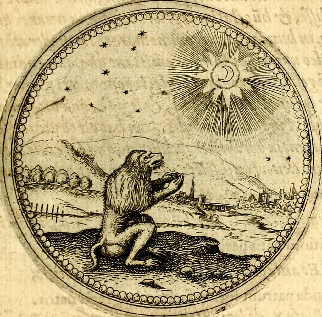 An illustration from Joachimi Camerarii Symbolorvm et emblematvm centvriæ tres. I. Ex herbis & stirpibus. II. Ex animalibus quadrupedibus. III. Ex volatilibus & insectis. Accessit noviter centvria IV. Ex aquatilibus & reptilibus. Cvm figvris æneis, 1605, leaf 360