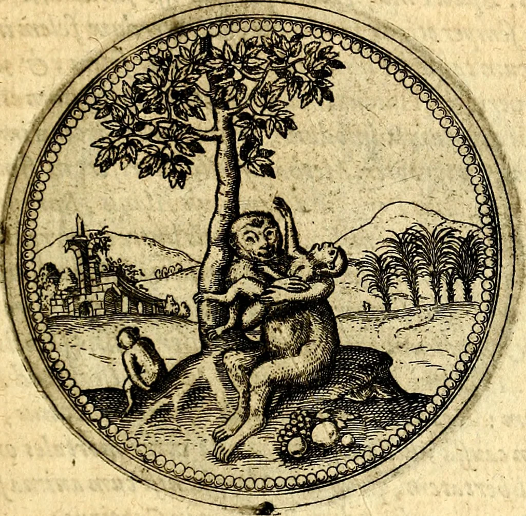 An illustration from Joachimi Camerarii Symbolorvm et emblematvm centvriæ tres. I. Ex herbis & stirpibus. II. Ex animalibus quadrupedibus. III. Ex volatilibus & insectis. Accessit noviter centvria IV. Ex aquatilibus & reptilibus. Cvm figvris æneis, 1605, leaf 362