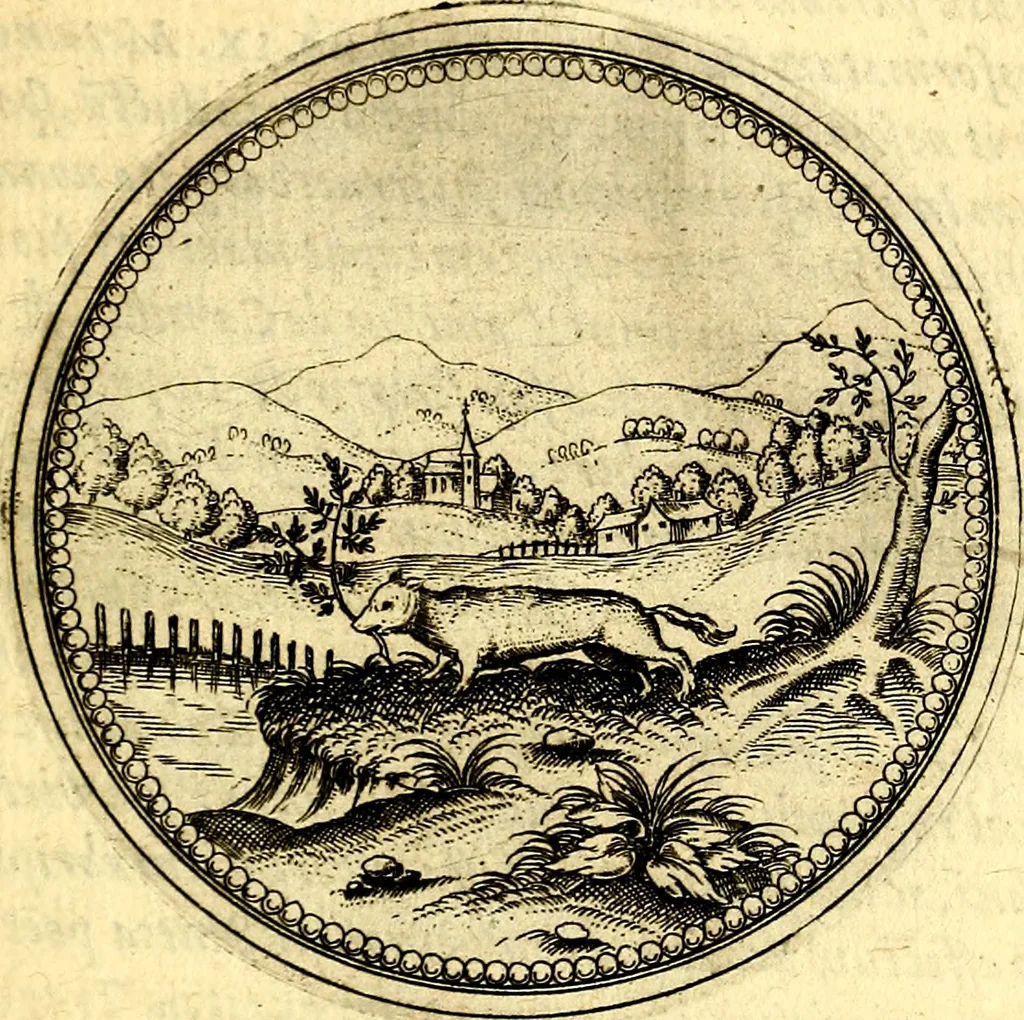 An illustration from Joachimi Camerarii Symbolorvm et emblematvm centvriæ tres. I. Ex herbis & stirpibus. II. Ex animalibus quadrupedibus. III. Ex volatilibus & insectis. Accessit noviter centvria IV. Ex aquatilibus & reptilibus. Cvm figvris æneis, 1605, leaf 366