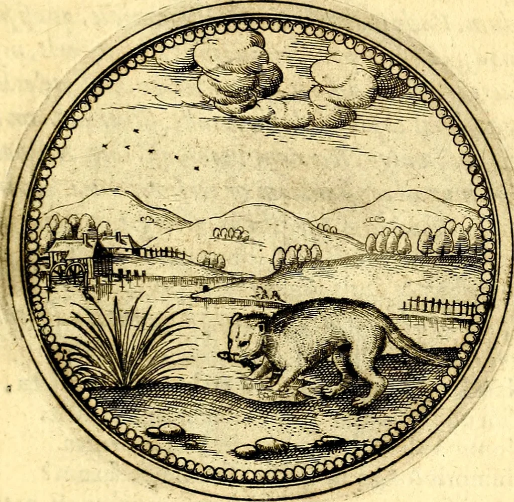 An illustration from Joachimi Camerarii Symbolorvm et emblematvm centvriæ tres. I. Ex herbis & stirpibus. II. Ex animalibus quadrupedibus. III. Ex volatilibus & insectis. Accessit noviter centvria IV. Ex aquatilibus & reptilibus. Cvm figvris æneis, 1605, leaf 398