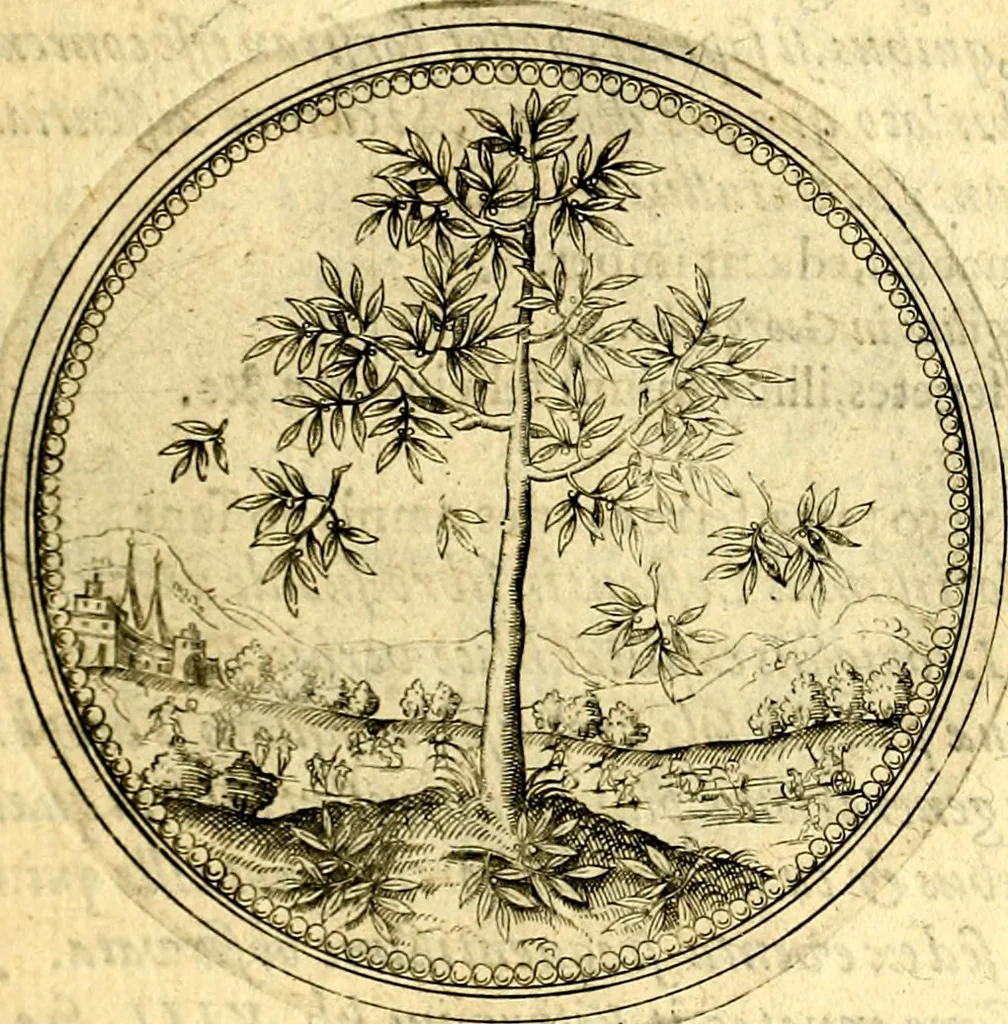 An illustration from Joachimi Camerarii Symbolorvm et emblematvm centvriæ tres. I. Ex herbis & stirpibus. II. Ex animalibus quadrupedibus. III. Ex volatilibus & insectis. Accessit noviter centvria IV. Ex aquatilibus & reptilibus. Cvm figvris æneis, 1605, leaf 62