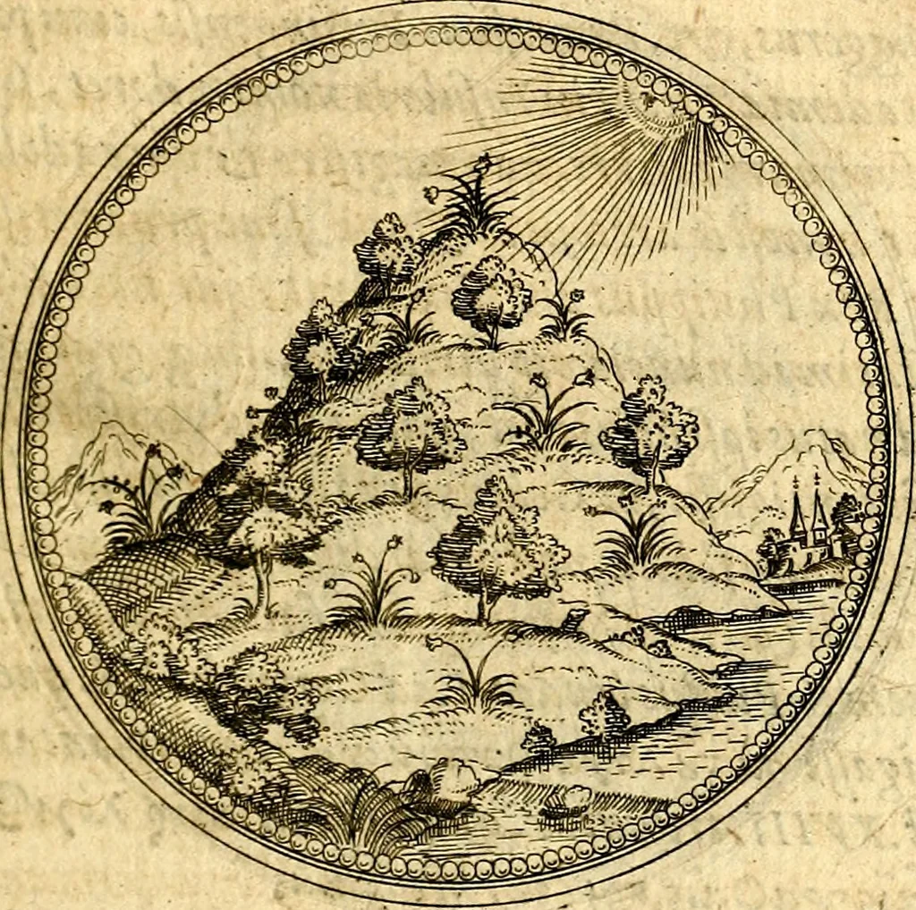 An illustration from Joachimi Camerarii Symbolorvm et emblematvm centvriæ tres. I. Ex herbis & stirpibus. II. Ex animalibus quadrupedibus. III. Ex volatilibus & insectis. Accessit noviter centvria IV. Ex aquatilibus & reptilibus. Cvm figvris æneis, 1605, leaf 8