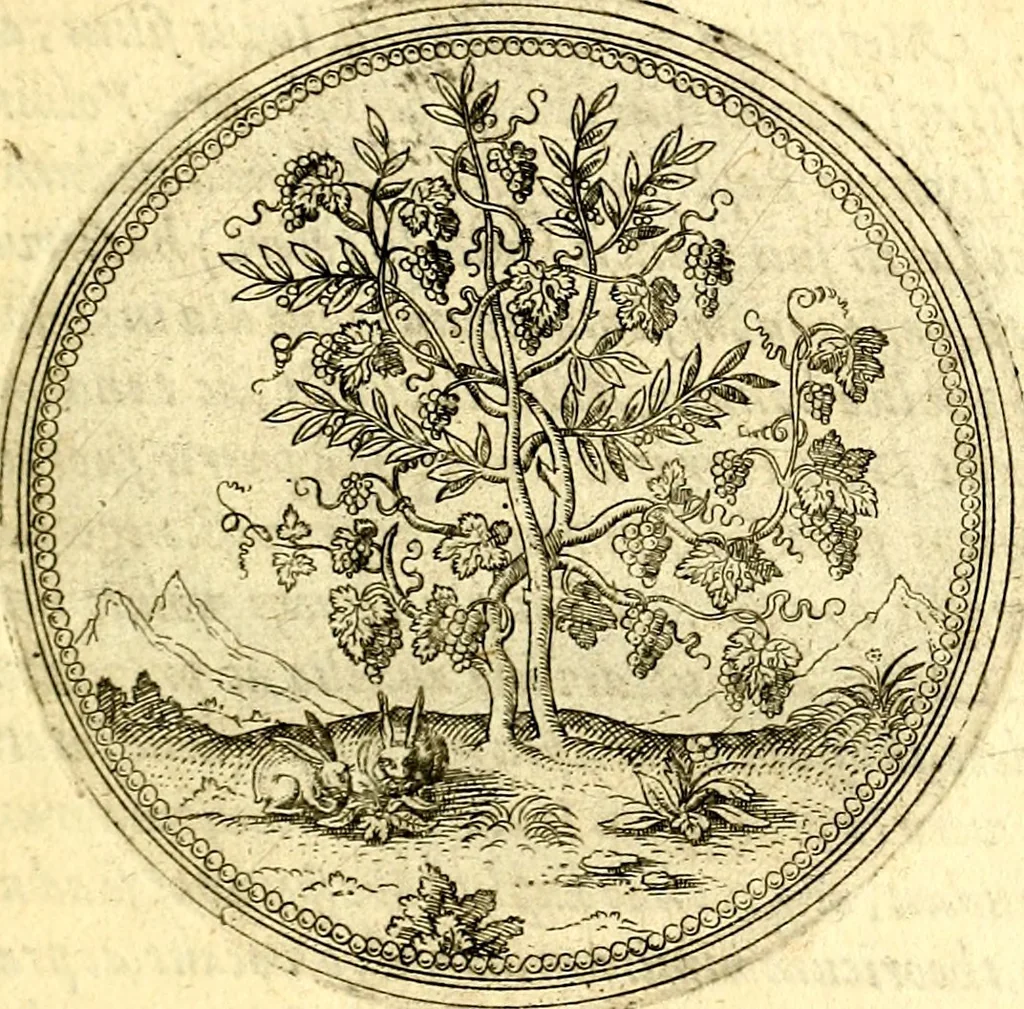 An illustration from Joachimi Camerarii Symbolorvm et emblematvm centvriæ tres. I. Ex herbis & stirpibus. II. Ex animalibus quadrupedibus. III. Ex volatilibus & insectis. Accessit noviter centvria IV. Ex aquatilibus & reptilibus. Cvm figvris æneis, 1605, leaf 80