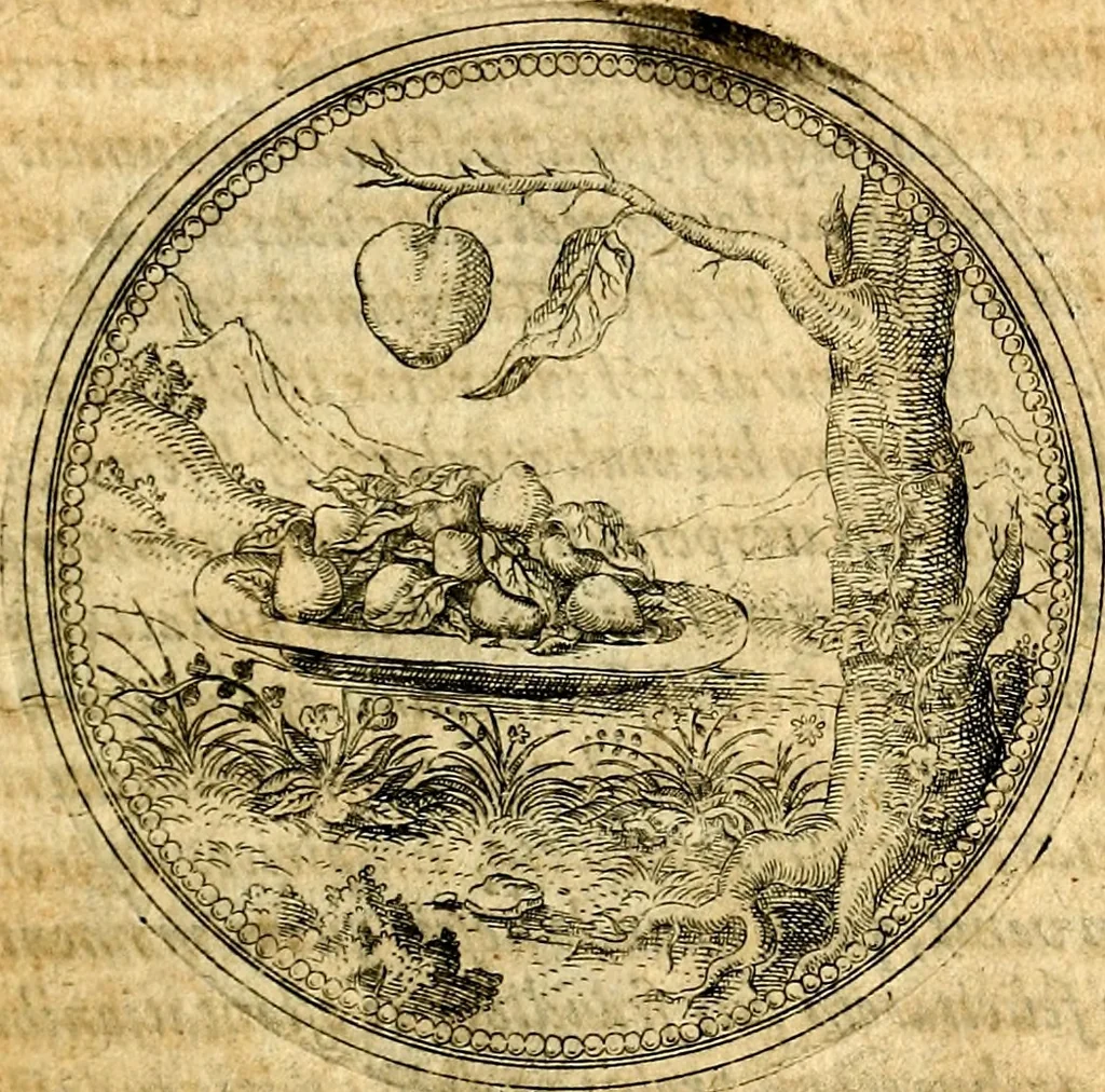 An illustration from Joachimi Camerarii Symbolorvm et emblematvm centvriæ tres. I. Ex herbis & stirpibus. II. Ex animalibus quadrupedibus. III. Ex volatilibus & insectis. Accessit noviter centvria IV. Ex aquatilibus & reptilibus. Cvm figvris æneis, 1605, leaf 100