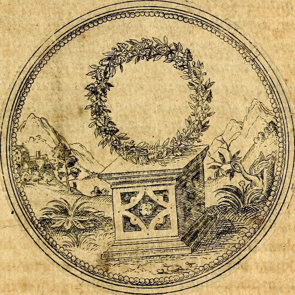An illustration from Joachimi Camerarii Symbolorvm et emblematvm centvriæ tres. I. Ex herbis & stirpibus. II. Ex animalibus quadrupedibus. III. Ex volatilibus & insectis. Accessit noviter centvria IV. Ex aquatilibus & reptilibus. Cvm figvris æneis, 1605, leaf 112