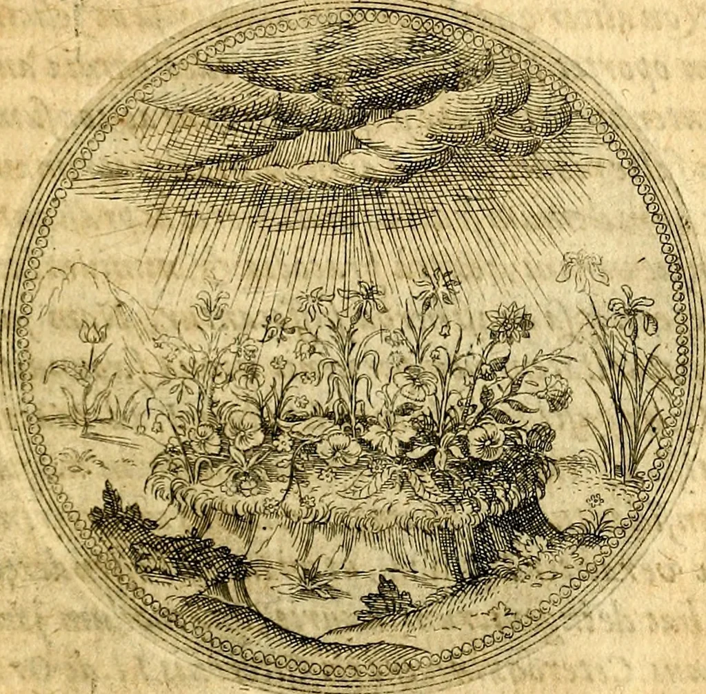 An illustration from Joachimi Camerarii Symbolorvm et emblematvm centvriæ tres. I. Ex herbis & stirpibus. II. Ex animalibus quadrupedibus. III. Ex volatilibus & insectis. Accessit noviter centvria IV. Ex aquatilibus & reptilibus. Cvm figvris æneis, 1605, leaf 122