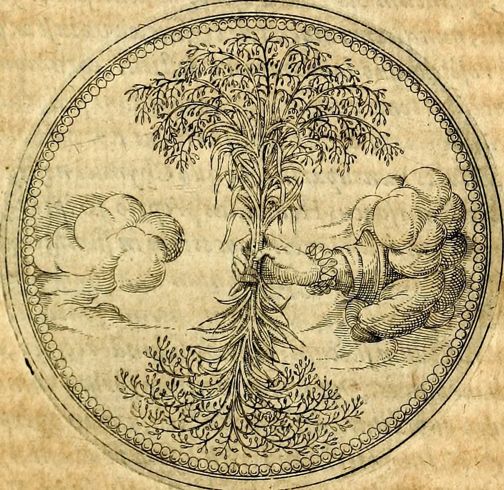 An illustration from Joachimi Camerarii Symbolorvm et emblematvm centvriæ tres. I. Ex herbis & stirpibus. II. Ex animalibus quadrupedibus. III. Ex volatilibus & insectis. Accessit noviter centvria IV. Ex aquatilibus & reptilibus. Cvm figvris æneis, 1605, leaf 130