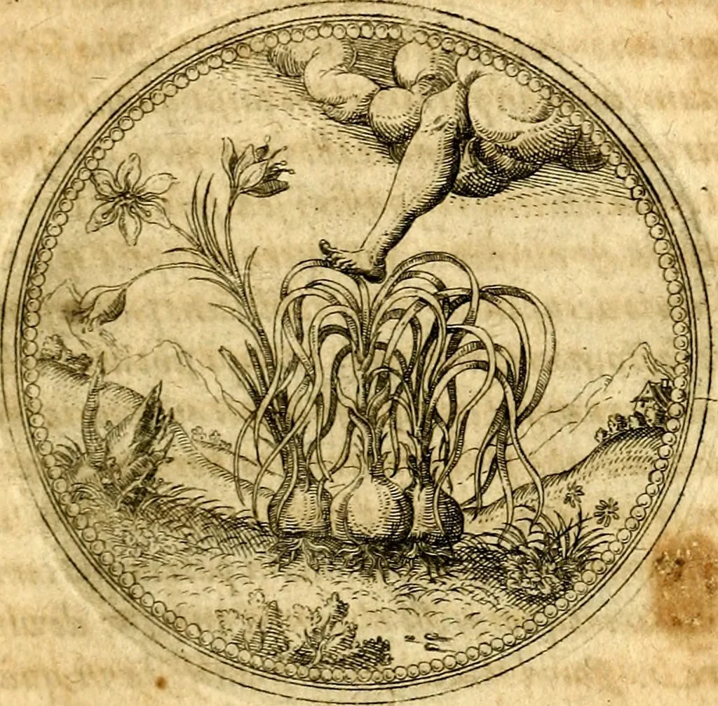 An illustration from Joachimi Camerarii Symbolorvm et emblematvm centvriæ tres. I. Ex herbis & stirpibus. II. Ex animalibus quadrupedibus. III. Ex volatilibus & insectis. Accessit noviter centvria IV. Ex aquatilibus & reptilibus. Cvm figvris æneis, 1605, leaf 162