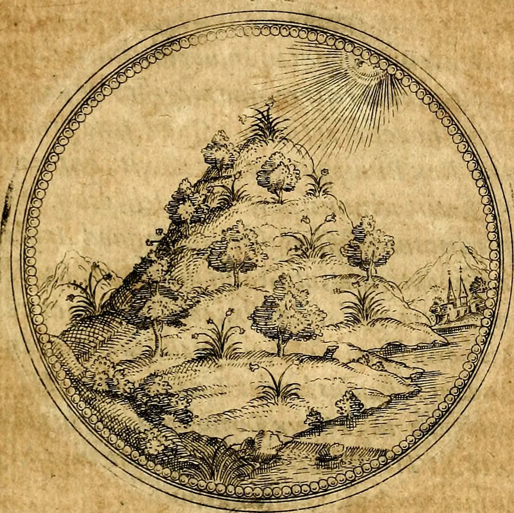 An illustration from Joachimi Camerarii Symbolorvm et emblematvm centvriæ tres. I. Ex herbis & stirpibus. II. Ex animalibus quadrupedibus. III. Ex volatilibus & insectis. Accessit noviter centvria IV. Ex aquatilibus & reptilibus. Cvm figvris æneis, 1605, leaf 18