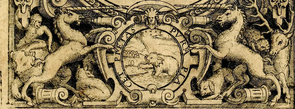 An illustration from Joachimi Camerarii Symbolorvm et emblematvm centvriæ tres. I. Ex herbis & stirpibus. II. Ex animalibus quadrupedibus. III. Ex volatilibus & insectis. Accessit noviter centvria IV. Ex aquatilibus & reptilibus. Cvm figvris æneis, 1605, leaf 212