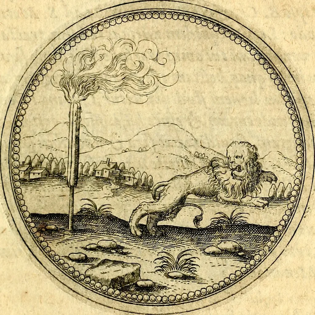 An illustration from Joachimi Camerarii Symbolorvm et emblematvm centvriæ tres. I. Ex herbis & stirpibus. II. Ex animalibus quadrupedibus. III. Ex volatilibus & insectis. Accessit noviter centvria IV. Ex aquatilibus & reptilibus. Cvm figvris æneis, 1605, leaf 232