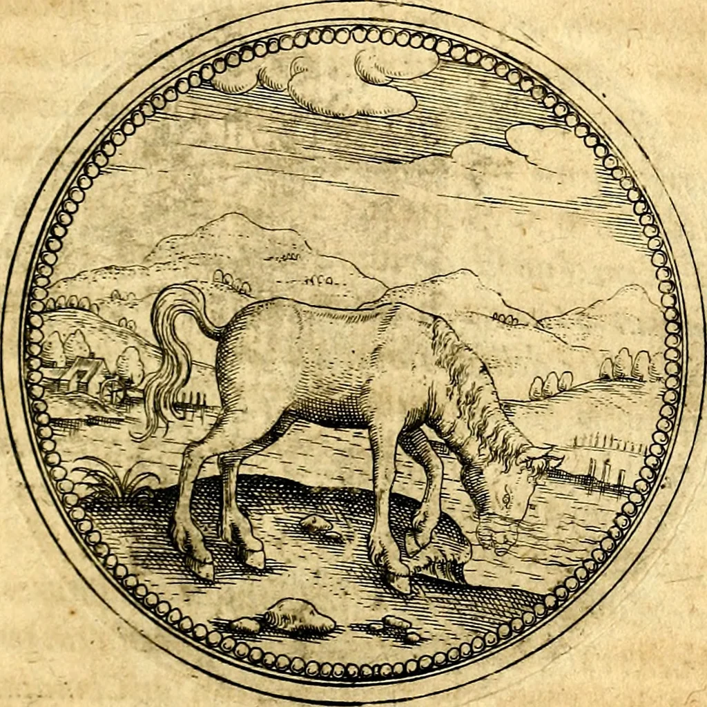 An illustration from Joachimi Camerarii Symbolorvm et emblematvm centvriæ tres. I. Ex herbis & stirpibus. II. Ex animalibus quadrupedibus. III. Ex volatilibus & insectis. Accessit noviter centvria IV. Ex aquatilibus & reptilibus. Cvm figvris æneis, 1605, leaf 274