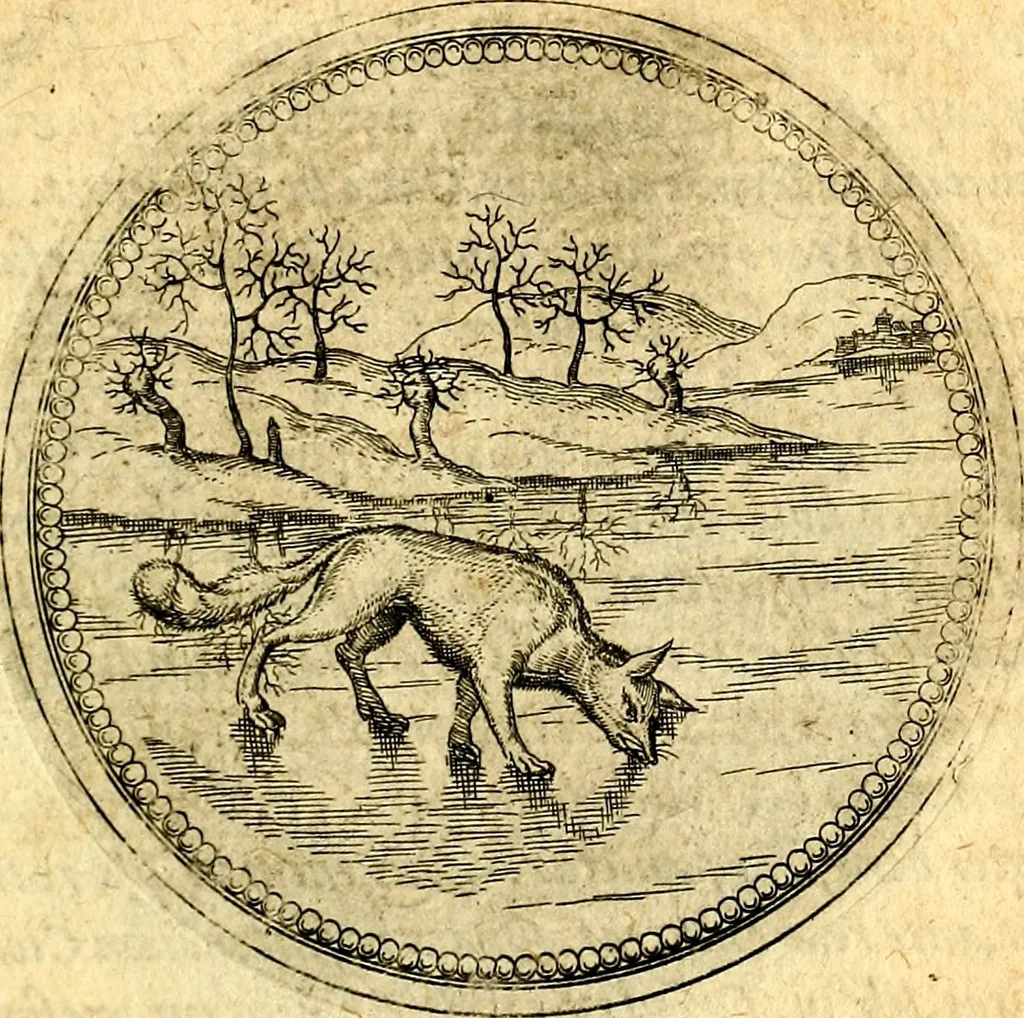 An illustration from Joachimi Camerarii Symbolorvm et emblematvm centvriæ tres. I. Ex herbis & stirpibus. II. Ex animalibus quadrupedibus. III. Ex volatilibus & insectis. Accessit noviter centvria IV. Ex aquatilibus & reptilibus. Cvm figvris æneis, 1605, leaf 322