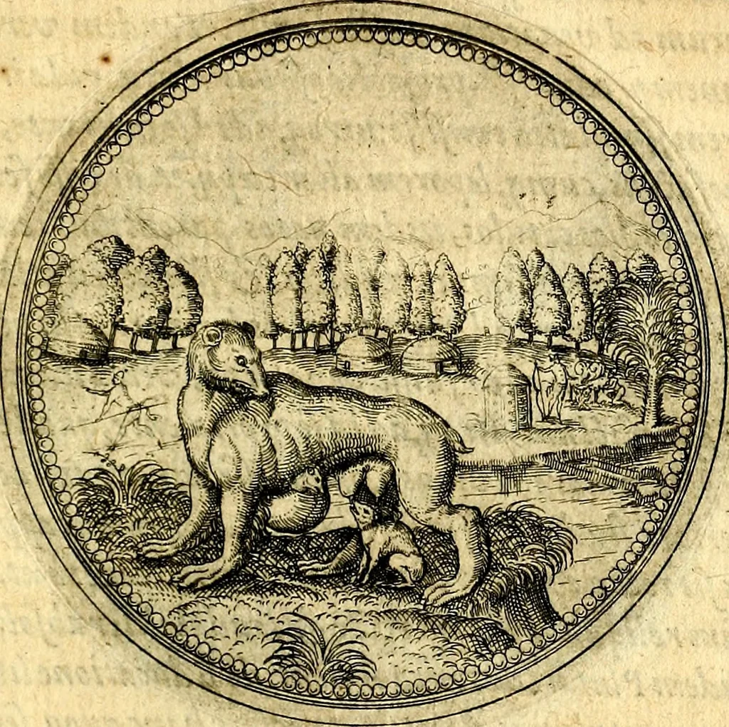 An illustration from Joachimi Camerarii Symbolorvm et emblematvm centvriæ tres. I. Ex herbis & stirpibus. II. Ex animalibus quadrupedibus. III. Ex volatilibus & insectis. Accessit noviter centvria IV. Ex aquatilibus & reptilibus. Cvm figvris æneis, 1605, leaf 328