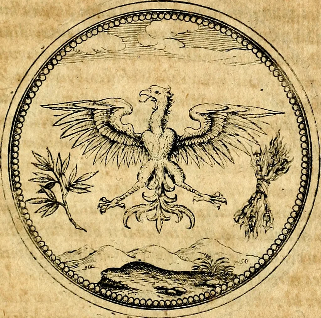 An illustration from Joachimi Camerarii Symbolorvm et emblematvm centvriæ tres. I. Ex herbis & stirpibus. II. Ex animalibus quadrupedibus. III. Ex volatilibus & insectis. Accessit noviter centvria IV. Ex aquatilibus & reptilibus. Cvm figvris æneis, 1605, leaf 418
