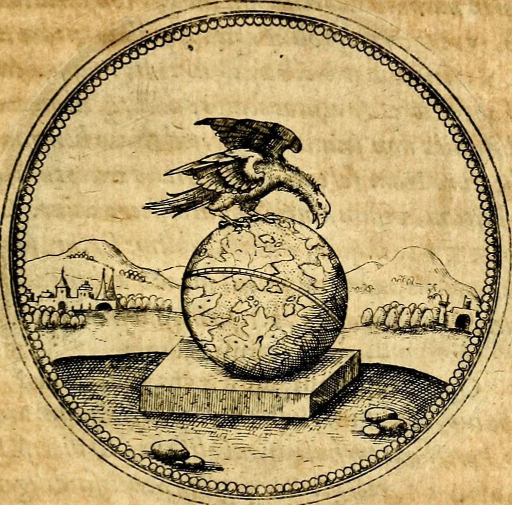 An illustration from Joachimi Camerarii Symbolorvm et emblematvm centvriæ tres. I. Ex herbis & stirpibus. II. Ex animalibus quadrupedibus. III. Ex volatilibus & insectis. Accessit noviter centvria IV. Ex aquatilibus & reptilibus. Cvm figvris æneis, 1605, leaf 420