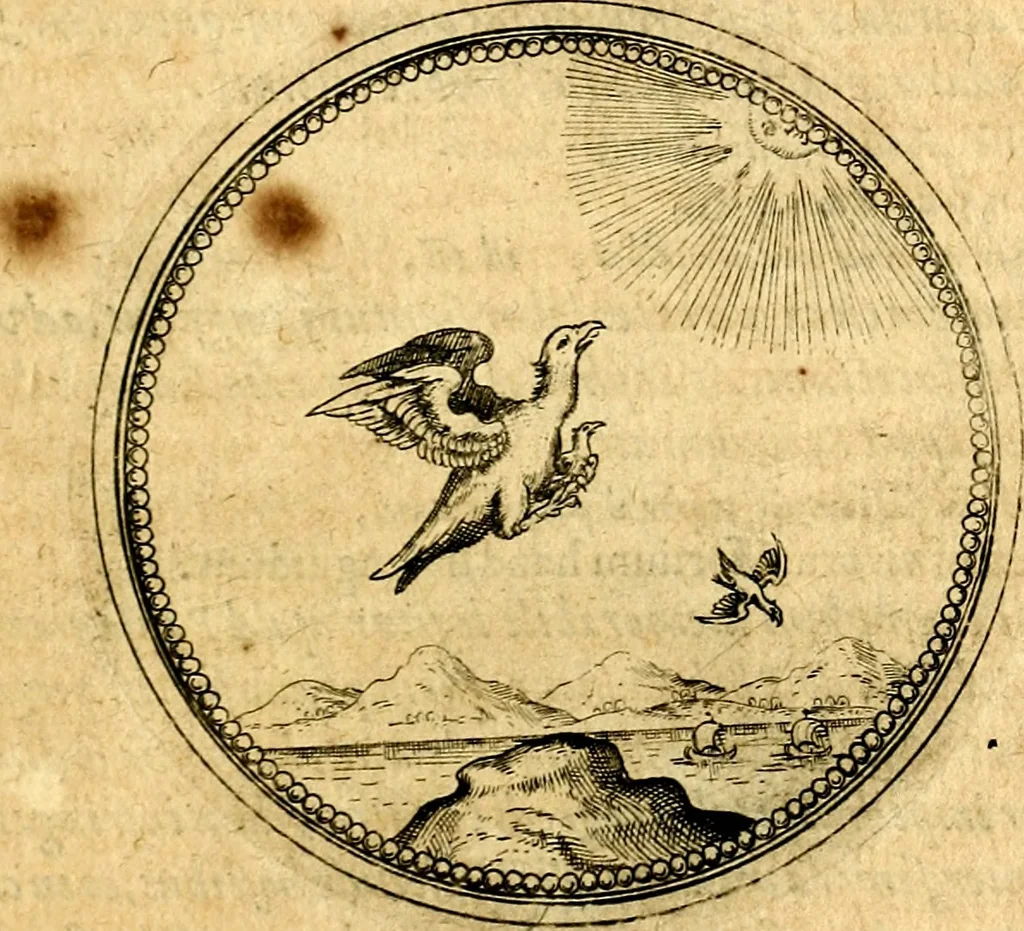 An illustration from Joachimi Camerarii Symbolorvm et emblematvm centvriæ tres. I. Ex herbis & stirpibus. II. Ex animalibus quadrupedibus. III. Ex volatilibus & insectis. Accessit noviter centvria IV. Ex aquatilibus & reptilibus. Cvm figvris æneis, 1605, leaf 434
