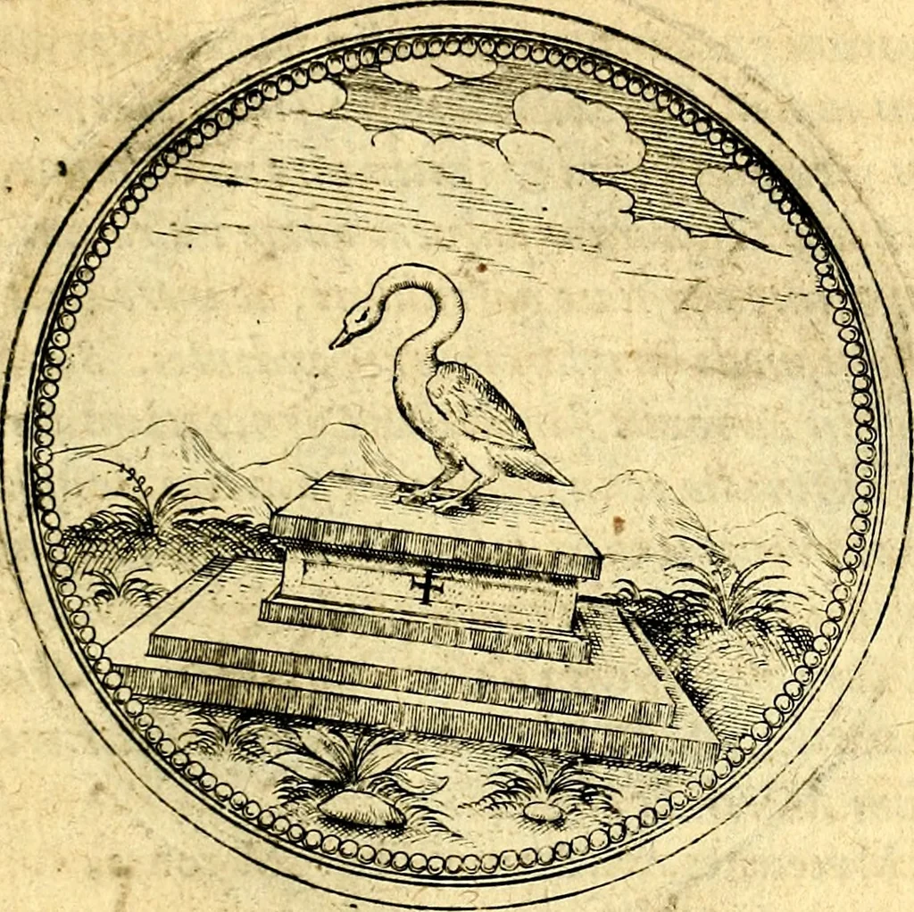 An illustration from Joachimi Camerarii Symbolorvm et emblematvm centvriæ tres. I. Ex herbis & stirpibus. II. Ex animalibus quadrupedibus. III. Ex volatilibus & insectis. Accessit noviter centvria IV. Ex aquatilibus & reptilibus. Cvm figvris æneis, 1605, leaf 462
