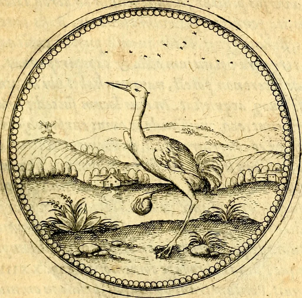 An illustration from Joachimi Camerarii Symbolorvm et emblematvm centvriæ tres. I. Ex herbis & stirpibus. II. Ex animalibus quadrupedibus. III. Ex volatilibus & insectis. Accessit noviter centvria IV. Ex aquatilibus & reptilibus. Cvm figvris æneis, 1605, leaf 470