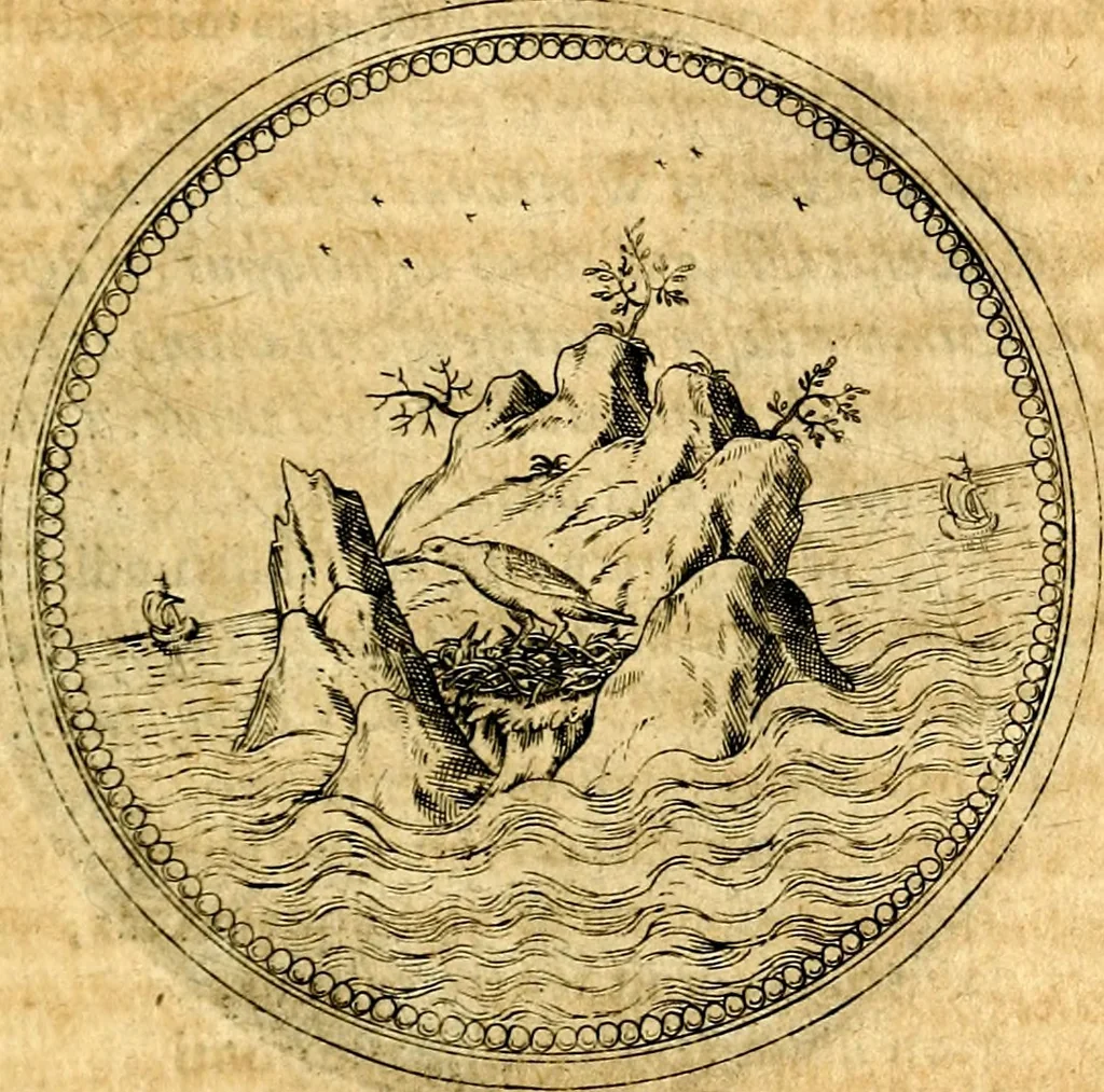 An illustration from Joachimi Camerarii Symbolorvm et emblematvm centvriæ tres. I. Ex herbis & stirpibus. II. Ex animalibus quadrupedibus. III. Ex volatilibus & insectis. Accessit noviter centvria IV. Ex aquatilibus & reptilibus. Cvm figvris æneis, 1605, leaf 526
