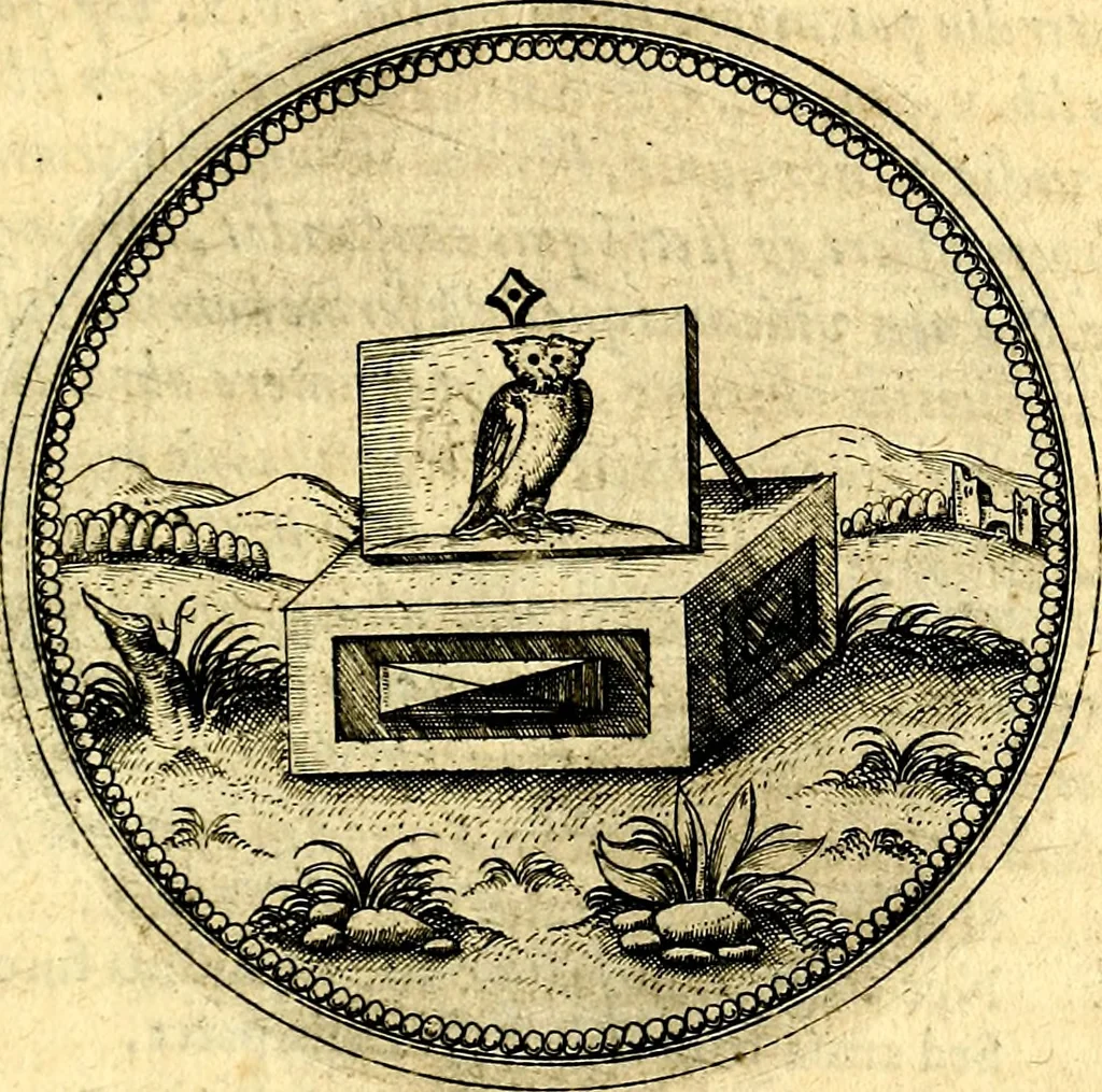 An illustration from Joachimi Camerarii Symbolorvm et emblematvm centvriæ tres. I. Ex herbis & stirpibus. II. Ex animalibus quadrupedibus. III. Ex volatilibus & insectis. Accessit noviter centvria IV. Ex aquatilibus & reptilibus. Cvm figvris æneis, 1605, leaf 570