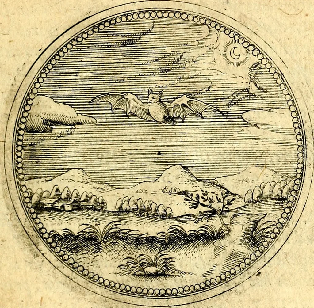 An illustration from Joachimi Camerarii Symbolorvm et emblematvm centvriæ tres. I. Ex herbis & stirpibus. II. Ex animalibus quadrupedibus. III. Ex volatilibus & insectis. Accessit noviter centvria IV. Ex aquatilibus & reptilibus. Cvm figvris æneis, 1605, leaf 594