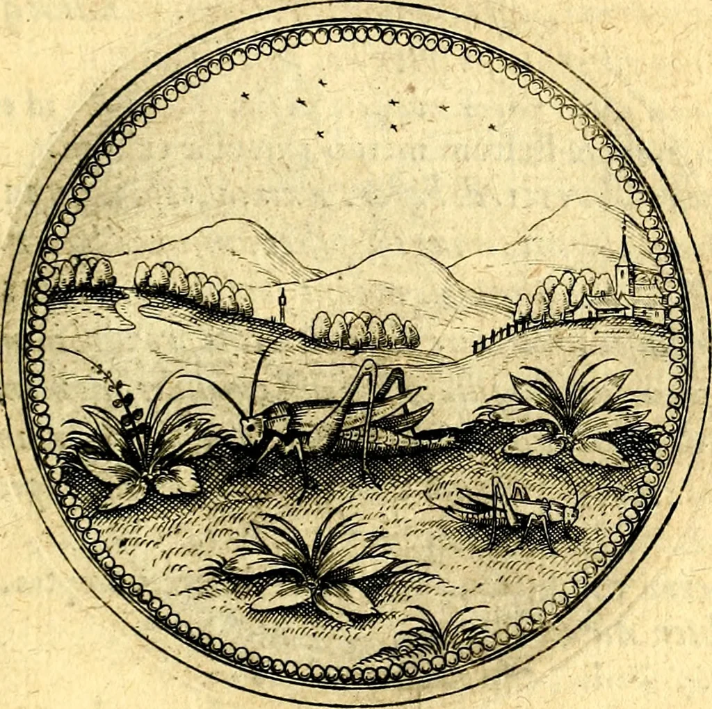 An illustration from Joachimi Camerarii Symbolorvm et emblematvm centvriæ tres. I. Ex herbis & stirpibus. II. Ex animalibus quadrupedibus. III. Ex volatilibus & insectis. Accessit noviter centvria IV. Ex aquatilibus & reptilibus. Cvm figvris æneis, 1605, leaf 608