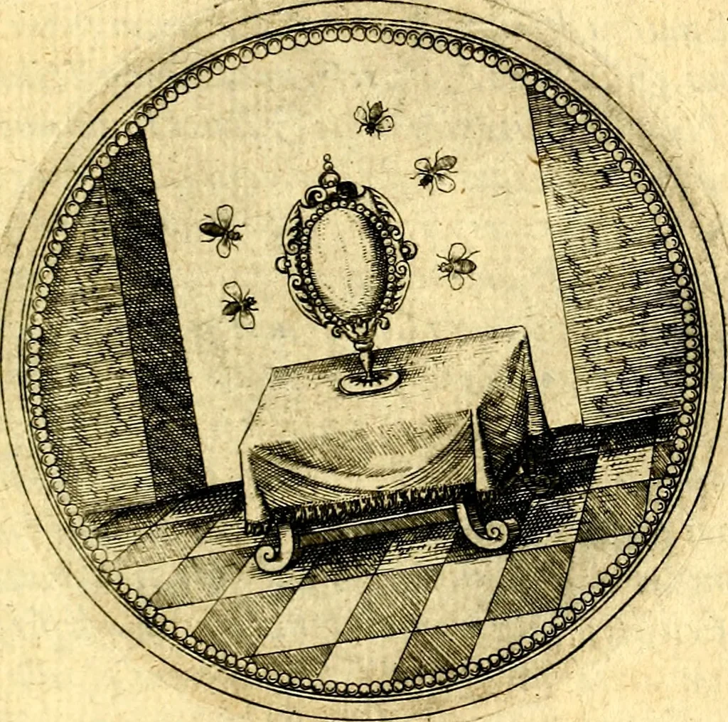 An illustration from Joachimi Camerarii Symbolorvm et emblematvm centvriæ tres. I. Ex herbis & stirpibus. II. Ex animalibus quadrupedibus. III. Ex volatilibus & insectis. Accessit noviter centvria IV. Ex aquatilibus & reptilibus. Cvm figvris æneis, 1605, leaf 610