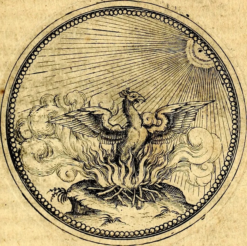 An illustration from Joachimi Camerarii Symbolorvm et emblematvm centvriæ tres. I. Ex herbis & stirpibus. II. Ex animalibus quadrupedibus. III. Ex volatilibus & insectis. Accessit noviter centvria IV. Ex aquatilibus & reptilibus. Cvm figvris æneis, 1605, leaf 614