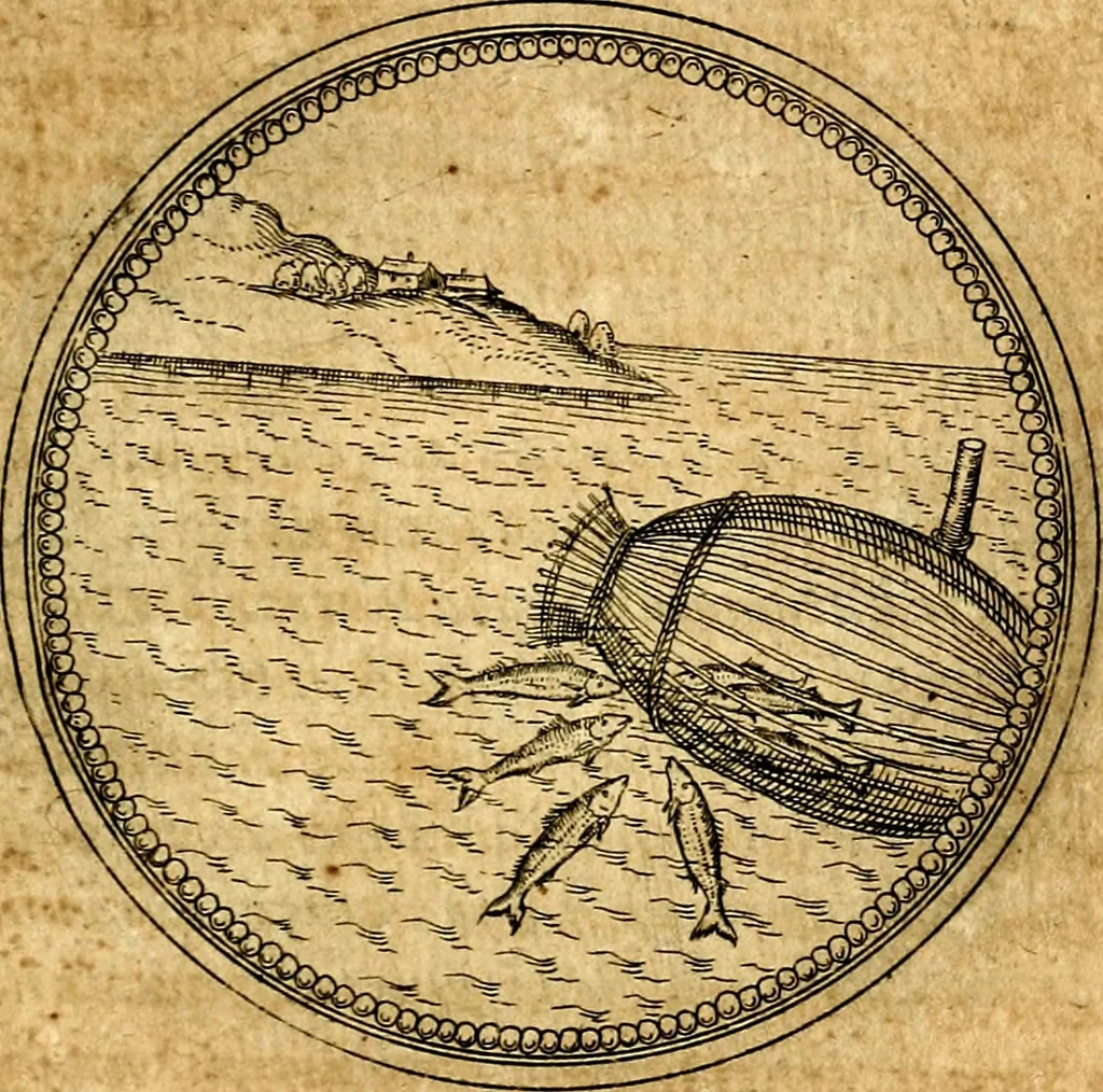 An illustration from Joachimi Camerarii Symbolorvm et emblematvm centvriæ tres. I. Ex herbis & stirpibus. II. Ex animalibus quadrupedibus. III. Ex volatilibus & insectis. Accessit noviter centvria IV. Ex aquatilibus & reptilibus. Cvm figvris æneis, 1605, leaf 672