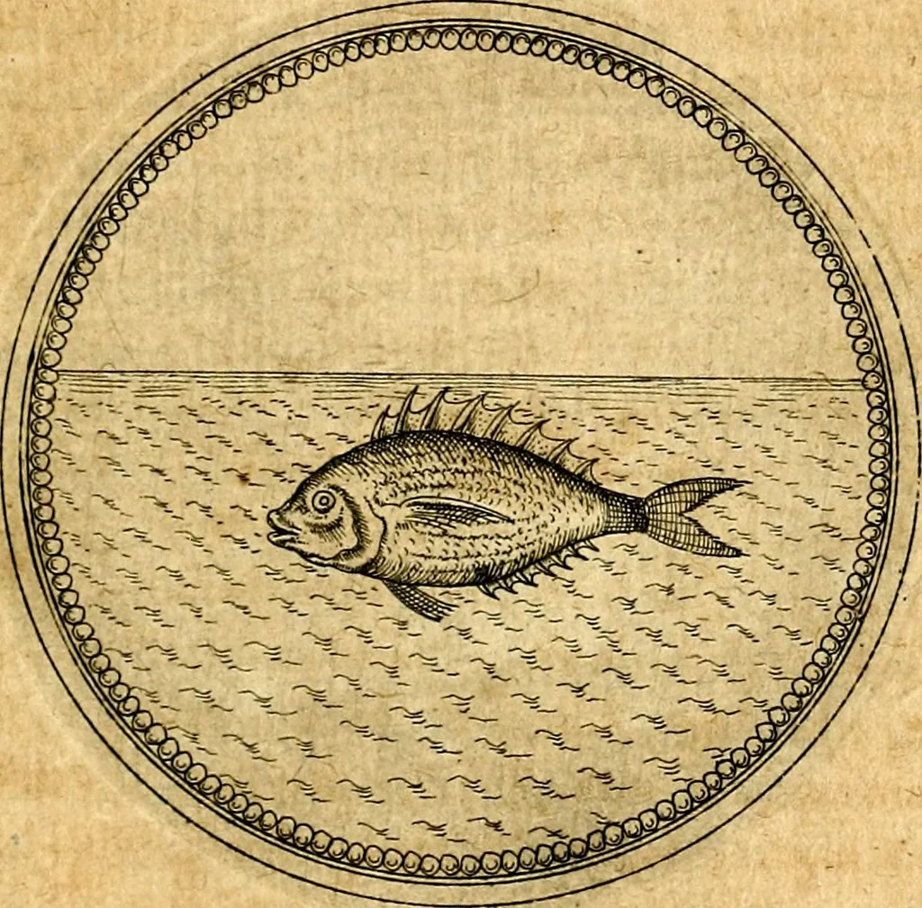 An illustration from Joachimi Camerarii Symbolorvm et emblematvm centvriæ tres. I. Ex herbis & stirpibus. II. Ex animalibus quadrupedibus. III. Ex volatilibus & insectis. Accessit noviter centvria IV. Ex aquatilibus & reptilibus. Cvm figvris æneis, 1605, leaf 694