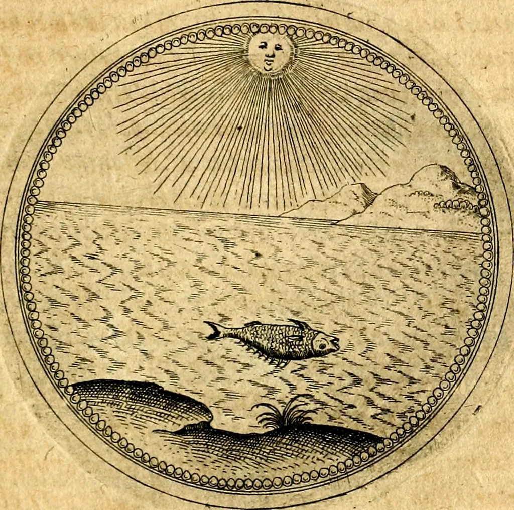 An illustration from Joachimi Camerarii Symbolorvm et emblematvm centvriæ tres. I. Ex herbis & stirpibus. II. Ex animalibus quadrupedibus. III. Ex volatilibus & insectis. Accessit noviter centvria IV. Ex aquatilibus & reptilibus. Cvm figvris æneis, 1605, leaf 698