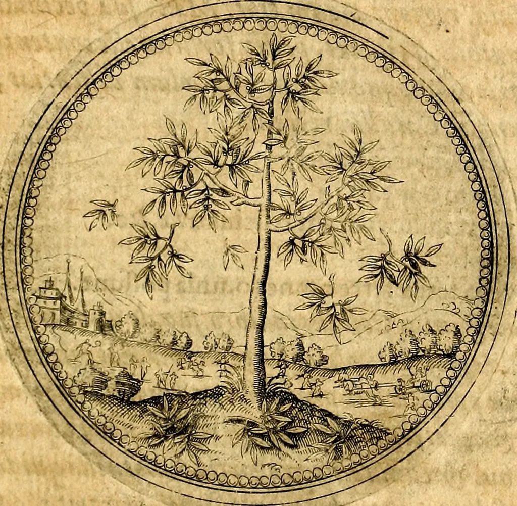 An illustration from Joachimi Camerarii Symbolorvm et emblematvm centvriæ tres. I. Ex herbis & stirpibus. II. Ex animalibus quadrupedibus. III. Ex volatilibus & insectis. Accessit noviter centvria IV. Ex aquatilibus & reptilibus. Cvm figvris æneis, 1605, leaf 72