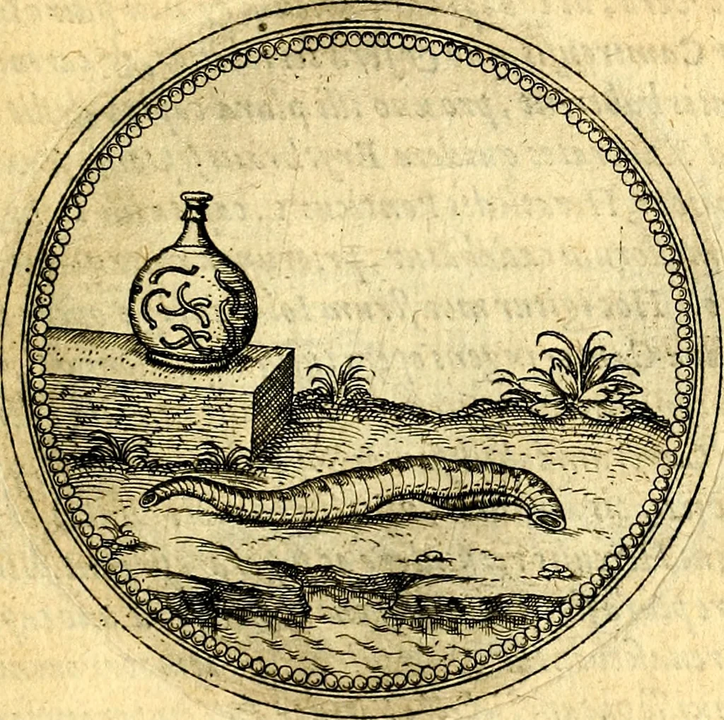 An illustration from Joachimi Camerarii Symbolorvm et emblematvm centvriæ tres. I. Ex herbis & stirpibus. II. Ex animalibus quadrupedibus. III. Ex volatilibus & insectis. Accessit noviter centvria IV. Ex aquatilibus & reptilibus. Cvm figvris æneis, 1605, leaf 778