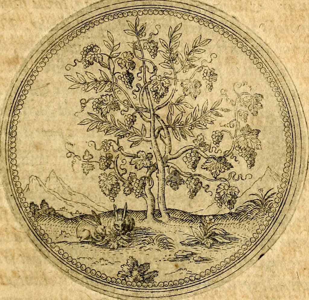 An illustration from Joachimi Camerarii Symbolorvm et emblematvm centvriæ tres. I. Ex herbis & stirpibus. II. Ex animalibus quadrupedibus. III. Ex volatilibus & insectis. Accessit noviter centvria IV. Ex aquatilibus & reptilibus. Cvm figvris æneis, 1605, leaf 88