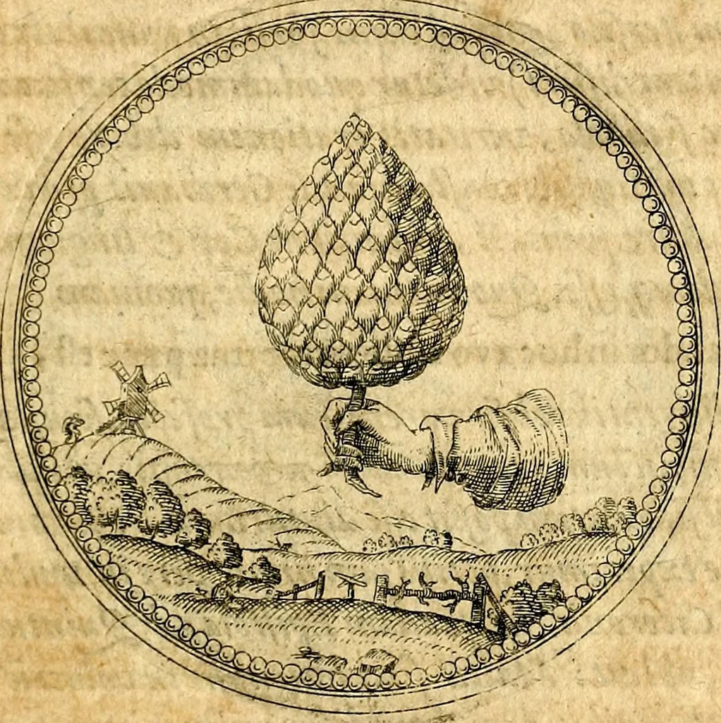 An illustration from Joachimi Camerarii Symbolorvm et emblematvm centvriæ tres. I. Ex herbis & stirpibus. II. Ex animalibus quadrupedibus. III. Ex volatilibus & insectis. Accessit noviter centvria IV. Ex aquatilibus & reptilibus. Cvm figvris æneis, 1605, leaf 98