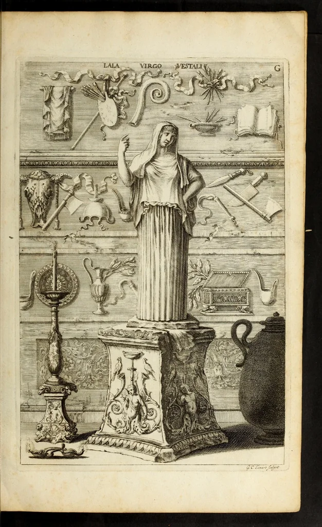 An illustration from Joachimi de Sandrart ... Academia nobilissimæ artis pictoriæ. : Sive Dē veris & genuinis hujusdem proprietatibus, theorematibus, secretis atque requisitis aliis ... instructio fundamentalis ... : Unà cum artificum tam Ægyptiorum, Græcorum & Romanorum; quàm Italorum, Gallorum, Anglorum, Germanorum, Belgarum, aliorumq[ue] ... vitis atque encomiis ... eorundemque, plusquàm ducentis iconibus ... ære expressis, erecta atq[ue] publicata, 1683, leaf 123