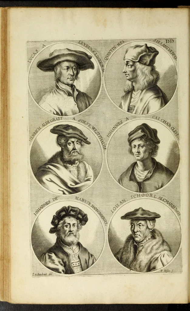 An illustration from Joachimi de Sandrart ... Academia nobilissimæ artis pictoriæ. : Sive Dē veris & genuinis hujusdem proprietatibus, theorematibus, secretis atque requisitis aliis ... instructio fundamentalis ... : Unà cum artificum tam Ægyptiorum, Græcorum & Romanorum; quàm Italorum, Gallorum, Anglorum, Germanorum, Belgarum, aliorumq[ue] ... vitis atque encomiis ... eorundemque, plusquàm ducentis iconibus ... ære expressis, erecta atq[ue] publicata, 1683, leaf 308