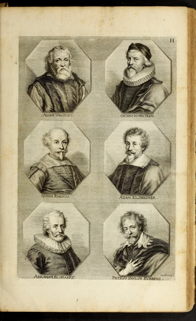 An illustration from Joachimi de Sandrart ... Academia nobilissimæ artis pictoriæ. : Sive Dē veris & genuinis hujusdem proprietatibus, theorematibus, secretis atque requisitis aliis ... instructio fundamentalis ... : Unà cum artificum tam Ægyptiorum, Græcorum & Romanorum; quàm Italorum, Gallorum, Anglorum, Germanorum, Belgarum, aliorumq[ue] ... vitis atque encomiis ... eorundemque, plusquàm ducentis iconibus ... ære expressis, erecta atq[ue] publicata, 1683, leaf 377