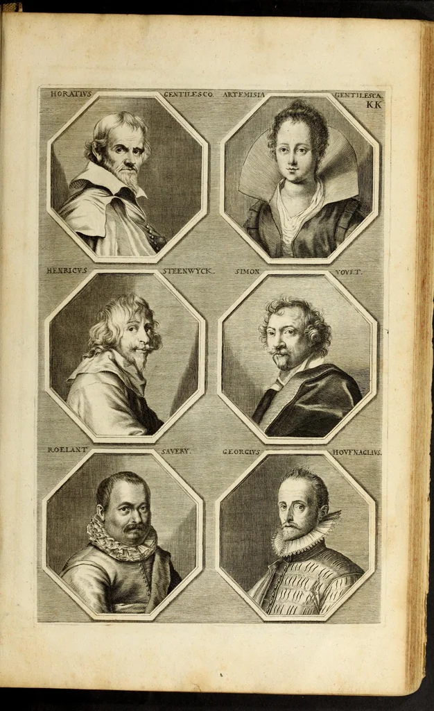 An illustration from Joachimi de Sandrart ... Academia nobilissimæ artis pictoriæ. : Sive Dē veris & genuinis hujusdem proprietatibus, theorematibus, secretis atque requisitis aliis ... instructio fundamentalis ... : Unà cum artificum tam Ægyptiorum, Græcorum & Romanorum; quàm Italorum, Gallorum, Anglorum, Germanorum, Belgarum, aliorumq[ue] ... vitis atque encomiis ... eorundemque, plusquàm ducentis iconibus ... ære expressis, erecta atq[ue] publicata, 1683, leaf 387