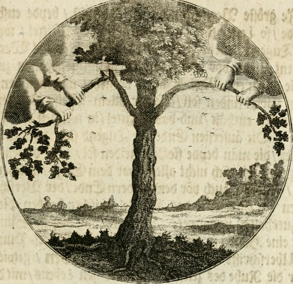 An illustration from Joannes de Boria Moralische Sinn-Bilder, 1698, leaf 34