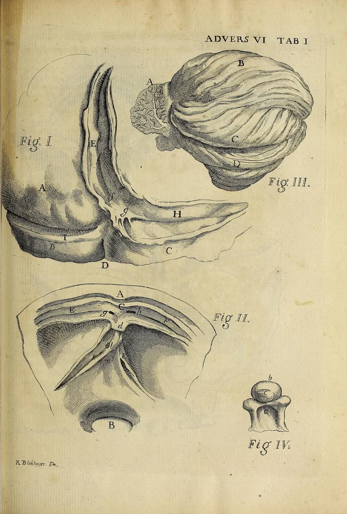 An illustration from Joannis Baptistae Morgagni Foroliviensis ... Adversaria anatomica omnia : novis pluribus aereis tabulis, & universali accuratissimo indice ornata : opus nunc vere absolutum, inventis, & innumeris observationibus, ac monitis refertum, quibus universa humani corporis anatome, & subinde etiam quae ab hac pendent, res medica, & chirurgica admodum illustrantur .., 1741, leaf 725