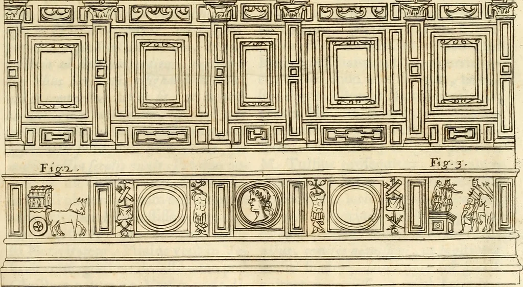 An illustration from Joannis Ciampini Romani, magistri brevium gratiae ... Opera, in tres tomos distributa : acesserunt eiusdem Ciampini opuscula quaedam selectiora : item appendix, seu notae, in quibus nonnulla post eius obitum innovata recensentur : ac demum auctoris vita, nunc primùm ipsius operibus addita, 1747, leaf 136