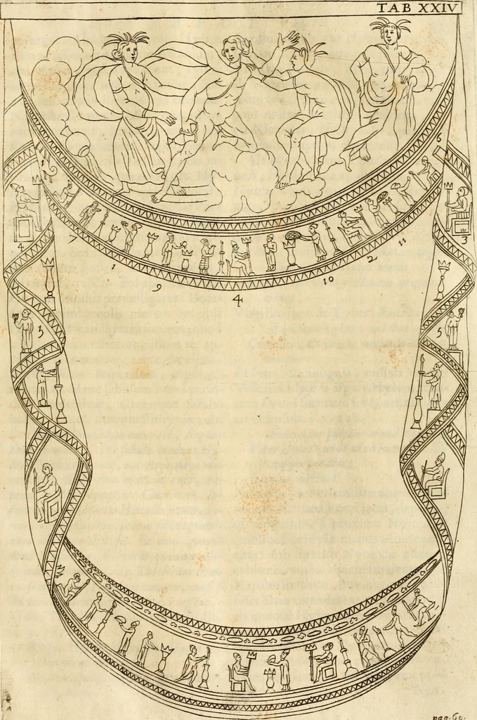 An illustration from Joannis Ciampini Romani, magistri brevium gratiae ... Opera, in tres tomos distributa : acesserunt eiusdem Ciampini opuscula quaedam selectiora : item appendix, seu notae, in quibus nonnulla post eius obitum innovata recensentur : ac demum auctoris vita, nunc primùm ipsius operibus addita, 1747, leaf 150