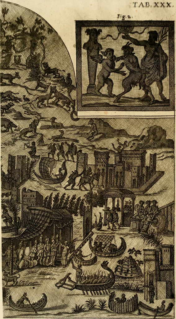 An illustration from Joannis Ciampini Romani, magistri brevium gratiae ... Opera, in tres tomos distributa : acesserunt eiusdem Ciampini opuscula quaedam selectiora : item appendix, seu notae, in quibus nonnulla post eius obitum innovata recensentur : ac demum auctoris vita, nunc primùm ipsius operibus addita, 1747, leaf 185
